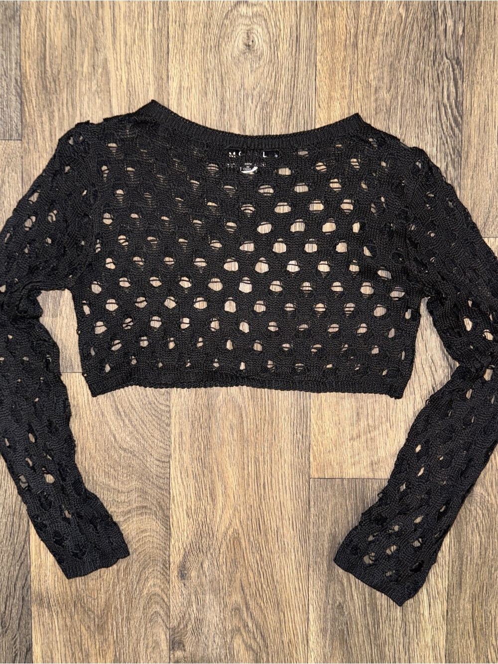 Motel Black Crochet Crop Top